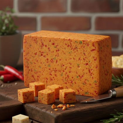 Mishti Gourmet Premium Artisanal Piri Piri Cheddar Cheese Block 1KG