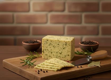 Mishti Gourmet Premium Artisanal Basil Cheddar Cheese 200g