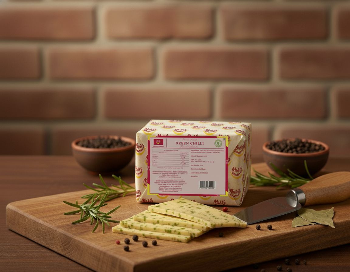 Mishti Gourmet Premium Artisanal Green Chilli Cheddar Cheese 200g