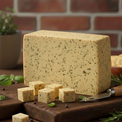 Mishti Gourmet Premium Artisanal Basil Cheddar Cheese Block 1KG